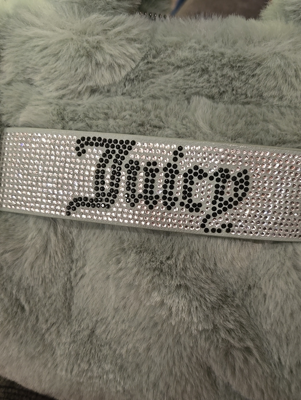Juicy Couture Silver Crystal Logo Key/Card Holder with Black Accent